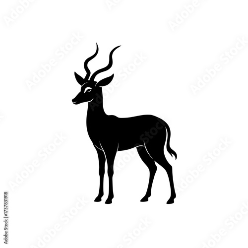 Silhouette of a standing african antelope on transparent background