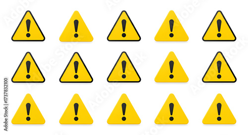 Multiple yellow warning signs with exclamation points scattered on white background Free Download Multiple yellow warning signs with exclamation points scattered on white background - GFXLoad