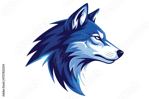 Illustration of a wolf head, showcasing its fierce gaze and sharp features, perfect for projects related to wildlife and nature