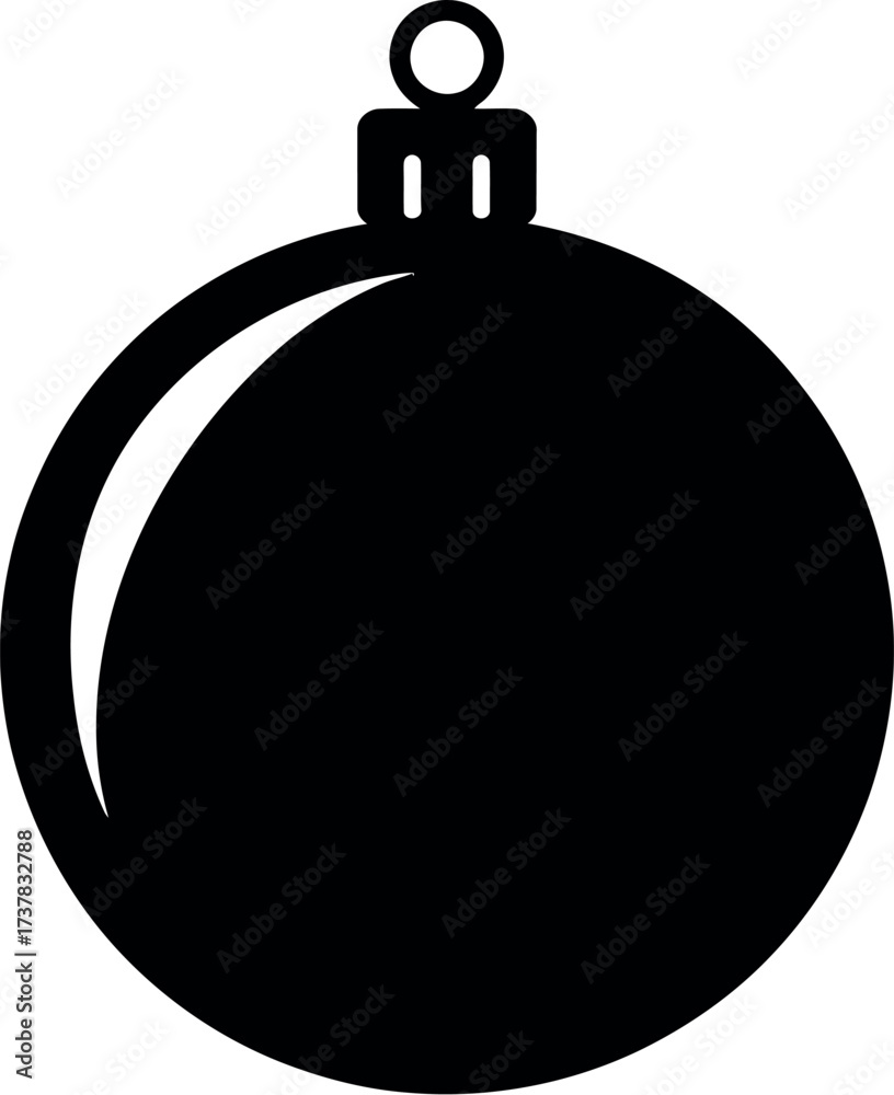 Obraz premium A black christmas ornament with a white curved line on the left side of it