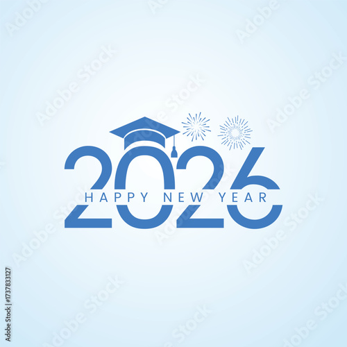 2026 number with graduation cap, graduate class logo Graduate class template logo with diploma, laurel wreath, and graduation cap. congratulation event, T-shirt, party, high school or college graduate