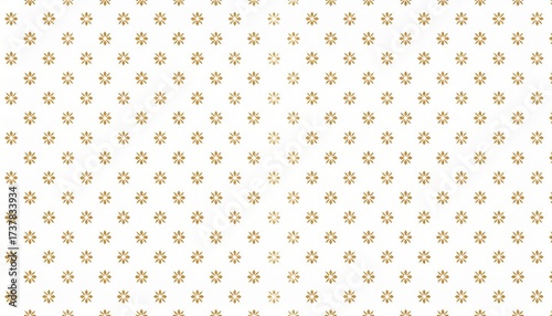 Golden minimal floral geometric seamless pattern. White and gold abstract background with small flowers