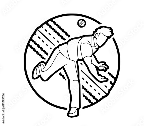 Dynamic cricket bowler illustration, a timeless symbol of sportsmanship and athletic skill perfect for branding, educational materials, and global event promotions