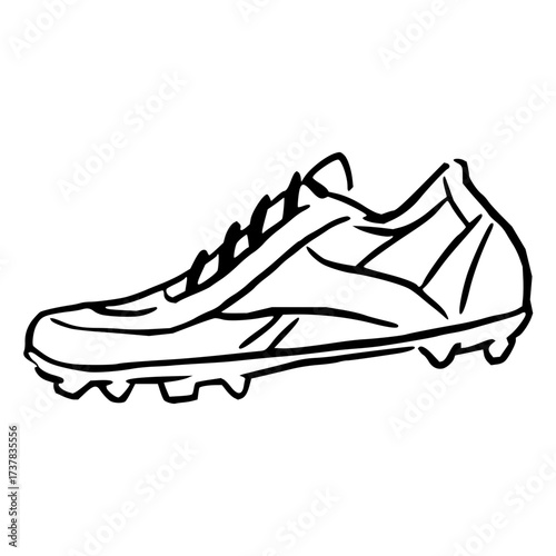 Dynamic sketch of a soccer cleat, perfect for sports branding, athletic apparel designs, and energetic marketing materials, conveying speed and agility
