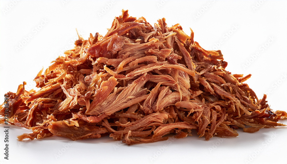 Obraz premium A Pile Of Shredded Cooked Pulled Pork With A Brown Isolated On Transparent Background