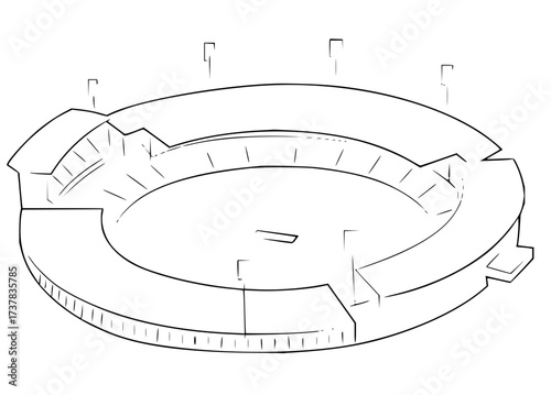 Dynamic stadium illustration ready for your sports design, architectural presentation, or event promotion - a versatile venue visual with modern feel