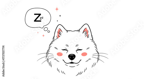 This adorable fluffy dog is dreaming of a good night's sleep and peaceful slumber.