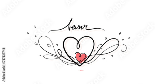 A stylized heart with elegant swirls and a smaller heart inside symbolizing love and connection.