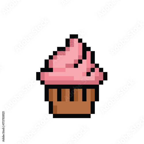 pixel art cake vector game 8 bit icon vector game cupcake logo