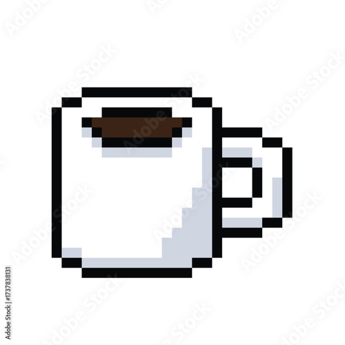 Pixel art coffee icon. Cup of coffee 8 bit 