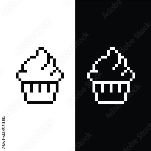 pixel art cake vector game 8 bit icon vector game cupcake logo