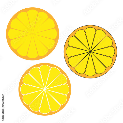 Vector citrus fruit. Orange and lemon. Abstract slice symbol. Summer food illustration.