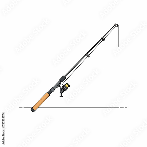 Detailed Fishing Rod Equipment Illustration for Recreational Sport Activity