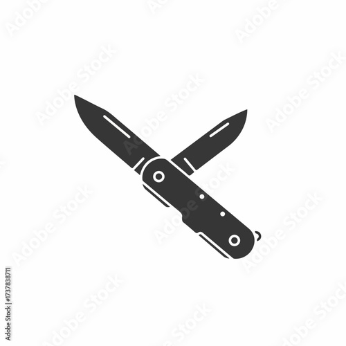 Minimalist Glyph Pocket Knife Camping Tool Isolated Shape Icon Design