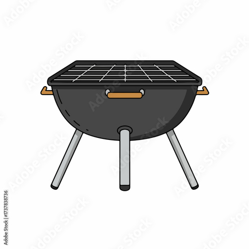 Flat Style BBQ Grill Outdoor Cooking Equipment For Picnic Illustration