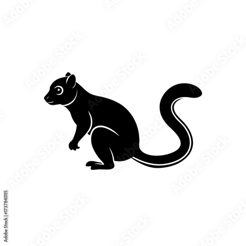 Silhouette of a squirrel with bushy tail on transparent background