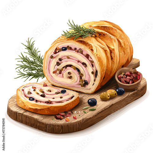 Venezuelan Pan de Jamón Rolled Bread with Ham, Olive and Raisins