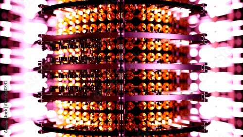 Abstract light pattern with glowing pink and orange hues creating a mesmerizing visual effect.