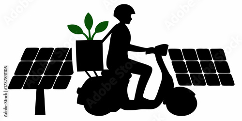 Eco-Friendly Delivery Service with Electric Scooter and Solar Panels, Promoting Sustainable Transportation and Green Initiatives for a Cleaner Future
