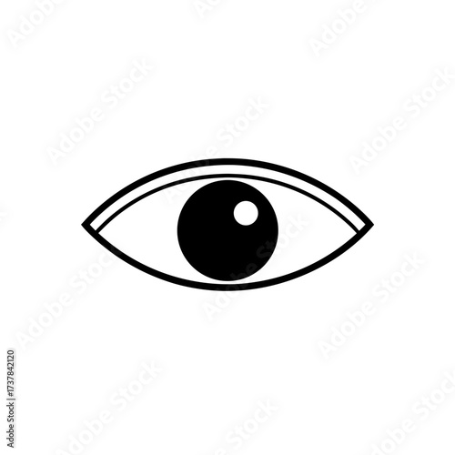 Simple black and white eye line drawing on transparent background silhouette