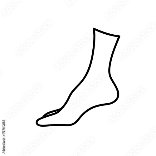 Outline drawing of a human foot profile on transparent background silhouette