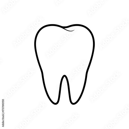 Outline drawing of a single molar tooth on transparent background silhouette