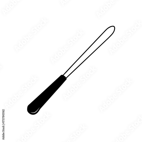 Illustration of a black handled spatula on transparent background silhouette
