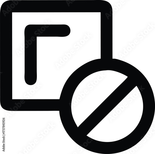Forbidden Frame: A Stop Icon Overlaid on a Boxed Corner Element