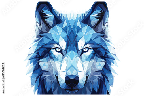 Vector art of abstract geometric wolf head illustration, a modern and eyecatching design suitable for various creative projects and branding purposes