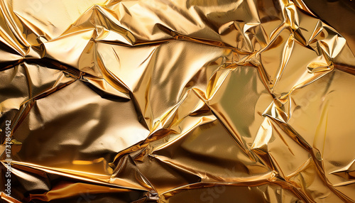 Obraz na płótnie Gold Foil Background With Light Reflections Golden Textured Generative Example