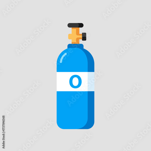 Blue Oxygen Tank with Valve and Label.