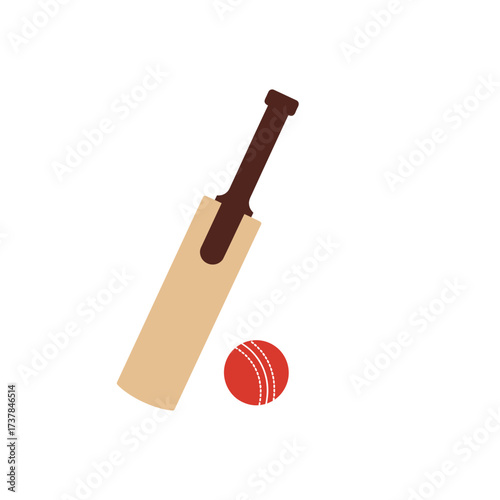 Cricket Bat and Ball Illustration for Sports and Recreation.