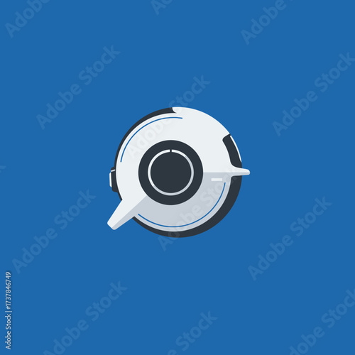 Futuristic White and Black Drone Design on Blue Background.