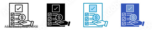 Financial Checklist  Icon Set Multiple Style Collection