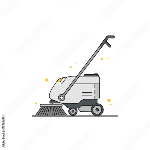 Illustration of an Industrial Floor Sweeper Machine.