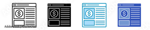 Financial News  Icon Set Multiple Style Collection