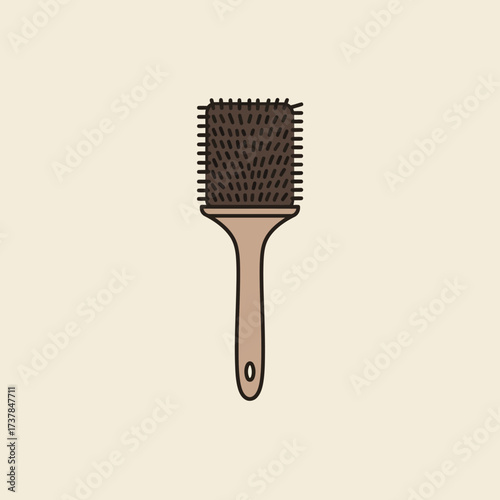 Simple flat vector illustration of a paddle hairbrush.
