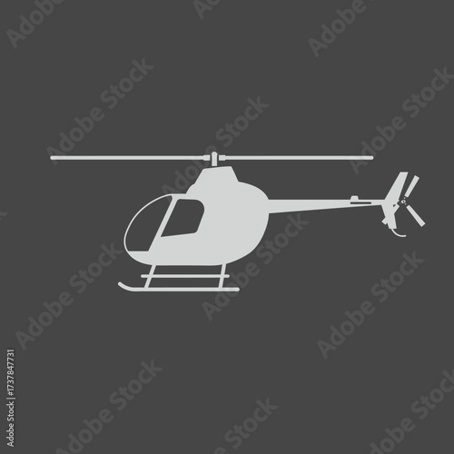 Simple Helicopter Silhouette on a Dark Background.