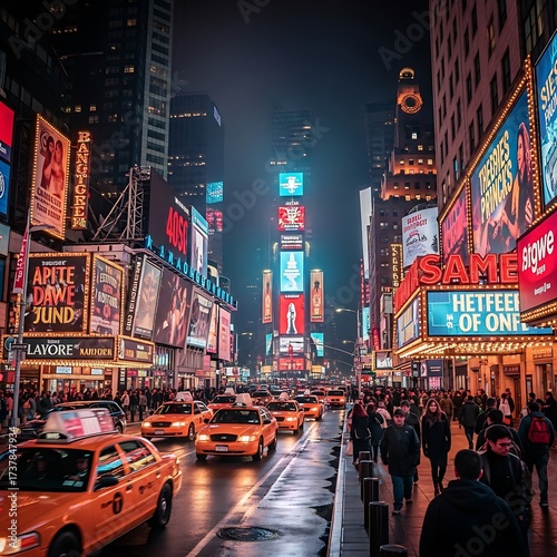 Times Square at Night - A Vibrant Urban Landscape.