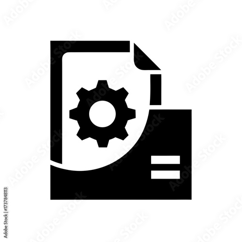 Document with gear configuration settings on transparent background silhouette