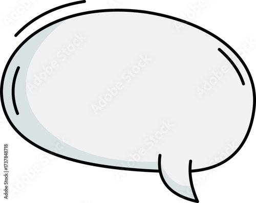Isolated Cartoon Style Speech Bubble with a Tail, Black Outline and White Fill