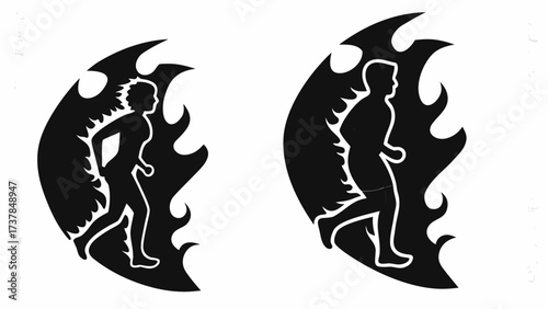 Dynamic silhouettes of runners in motion, embodying fitness and determination, perfect for sports branding and health campaigns with athletic energy