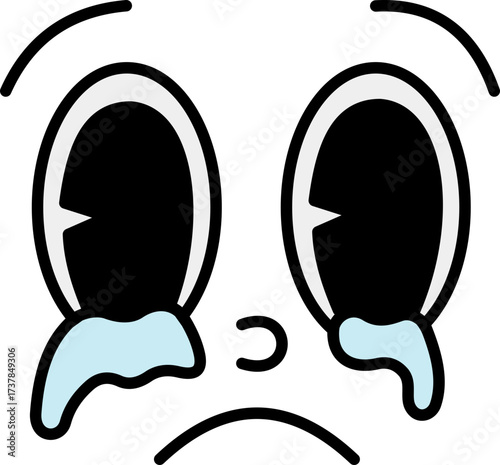Sad emoji graphic design on a black background for conveying sadness and emotion