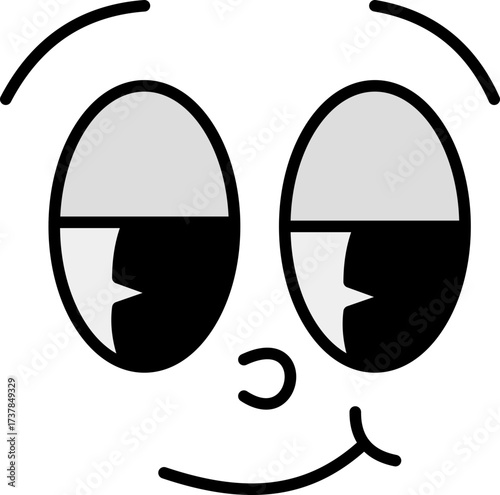 Simplistic cartoon face illustration with a sleepy or calm expression design