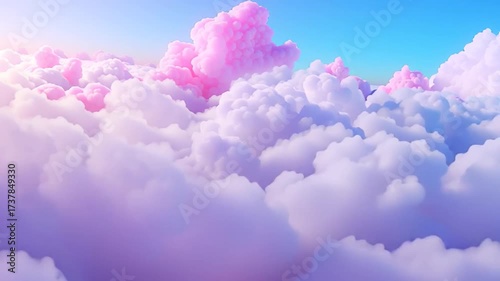 Clouds in shades of pink and white drift gently across the sky, creating a dreamy and magical display