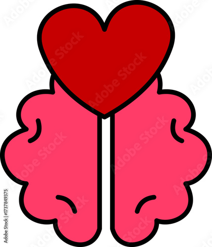 Balanced mind: Heart and brain illustration representing emotional intelligence