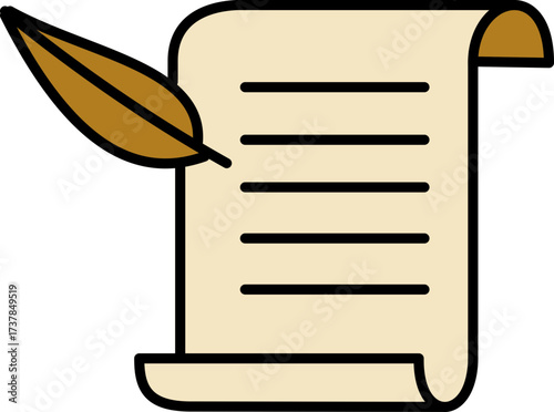 Elegant quill and scroll illustration symbolizing knowledge and creativity