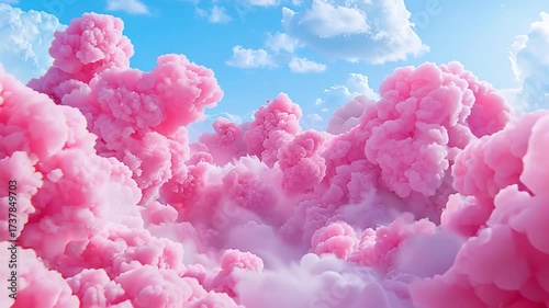 Clouds in shades of pink and white drift gently across the sky, creating a dreamy and magical display