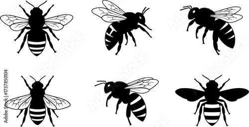 Honey bee svg, Honey bee vector, Honey bee silhouette, Honeybee silhouette, Bee svg, Bee silhouette, Flying bee silhouette, Honey bee icon, Bee vector illustration set