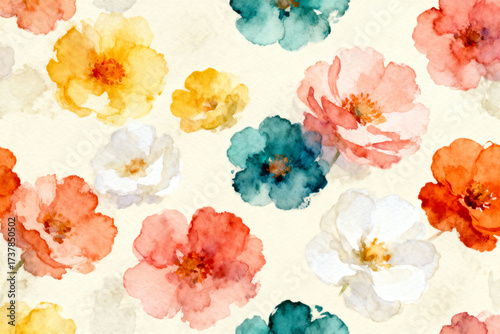Vibrant Watercolor Floral Pattern Background